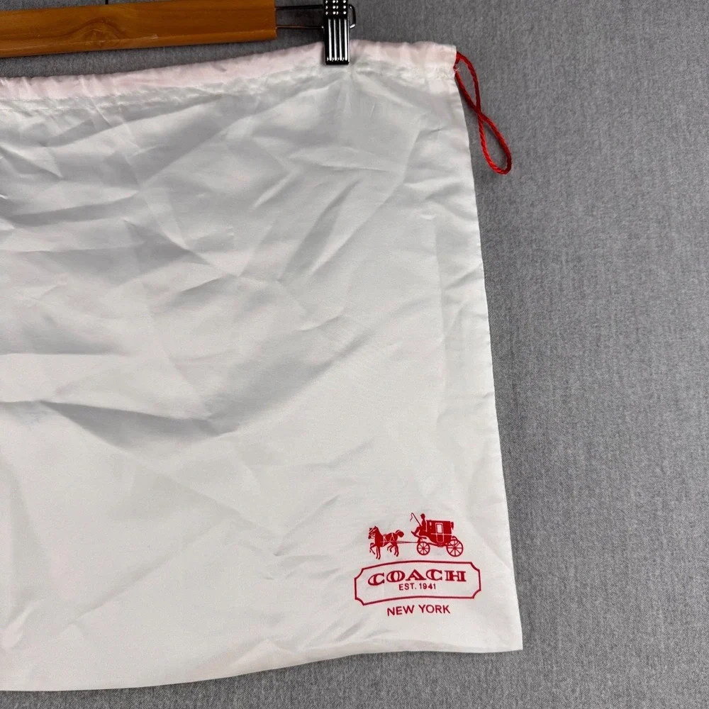 Coach White Satin Drawstring Dust Bag Storage Pouch 19x15 Y2K Vintage